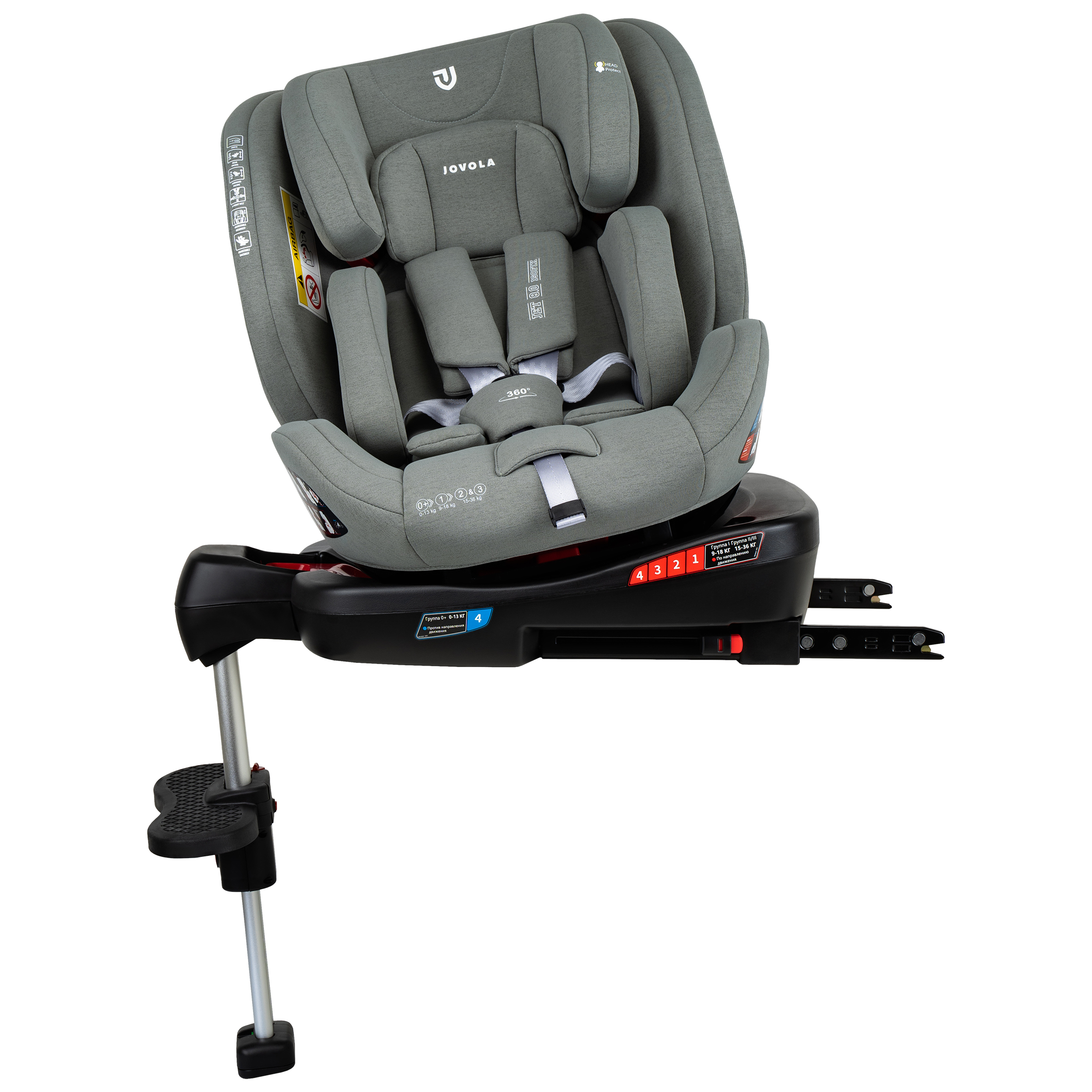 Автокресло JOVOLA Jet Isofix для новорожденных 0-36 кг группа 0+1+2+3 с упором в пол зеленый - фото 16