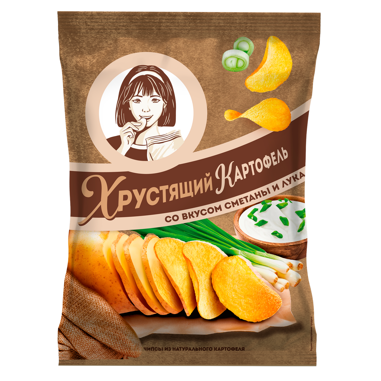 Чипсы Хрустящий картофель в ломтиках сметана-лук 70г - фото 1