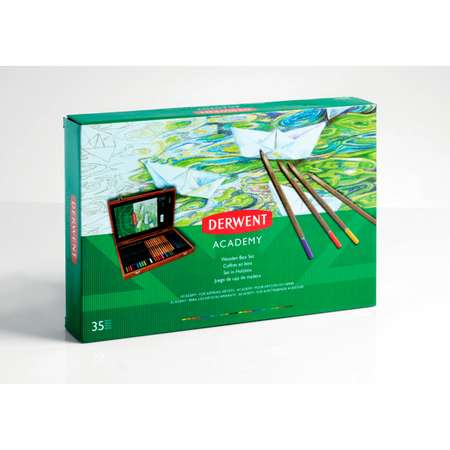 Подарочный набор карандашей DERWENT Academy Wooden Gift Box карандаши 30шт кисточка точилка альбом деревянная коробка 2300147