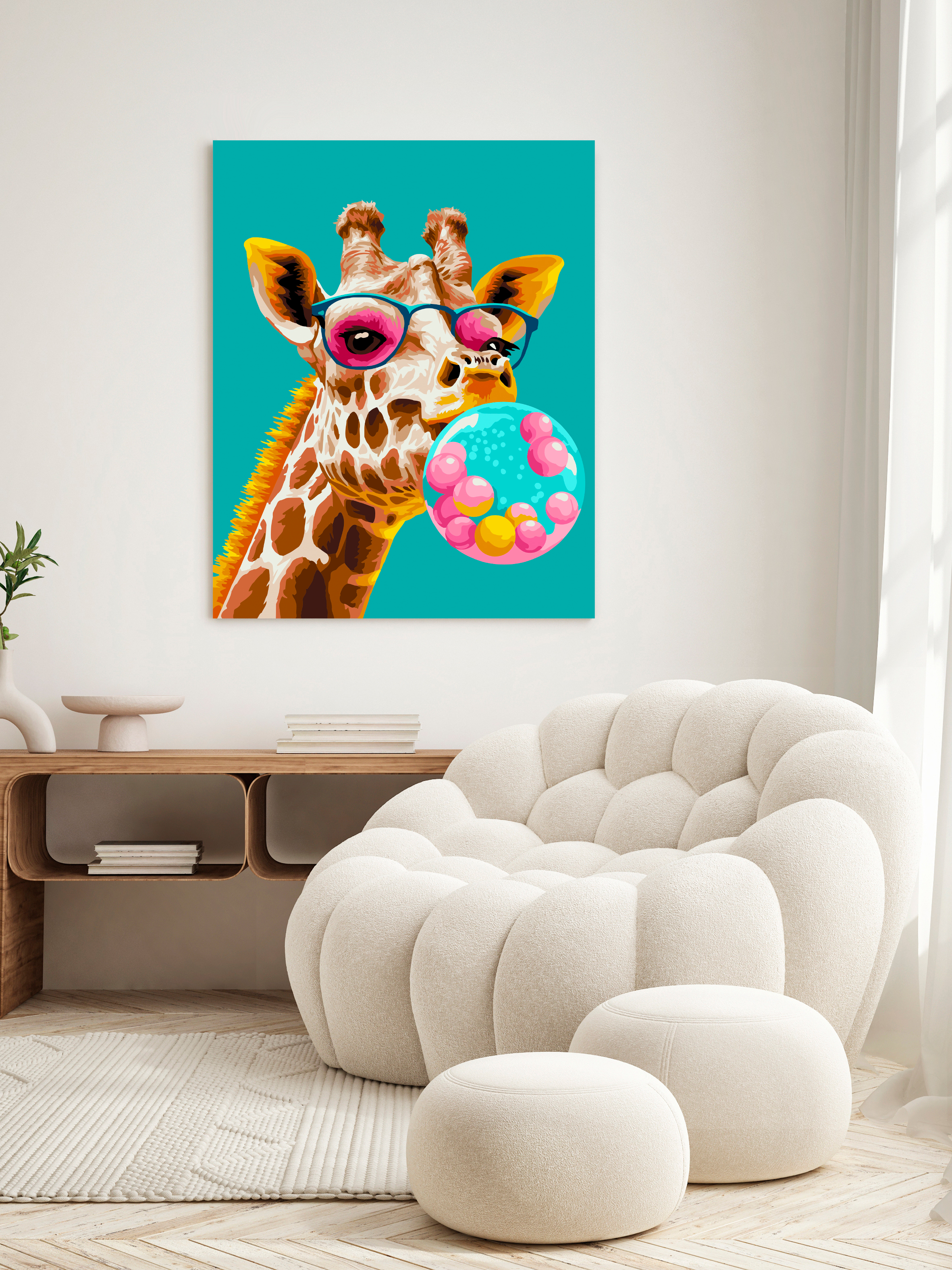 Картина по номерам Это просто шедевр холст на подрамнике 40х50 см Радостный жираф - фото 3