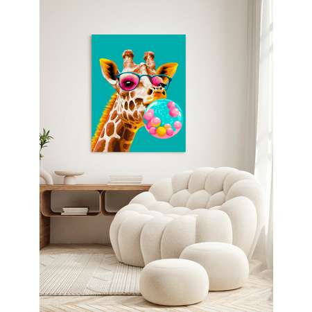 Картина по номерам Это просто шедевр холст на подрамнике 40х50 см Радостный жираф