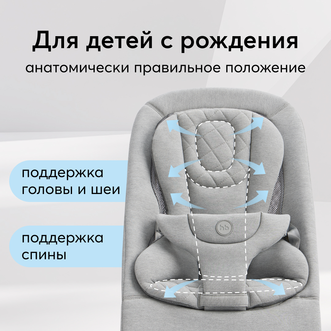 Детский шезлонг Happy Baby Hugger страна производства Китай  hugger_cool-grey купить по цене 7385 ₽ в интернет-магазине Детский мир