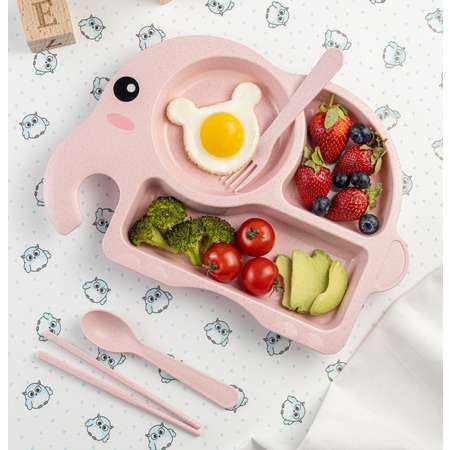 Набор детской посуды Добрый Филин Слоник розовый 4 предмета
