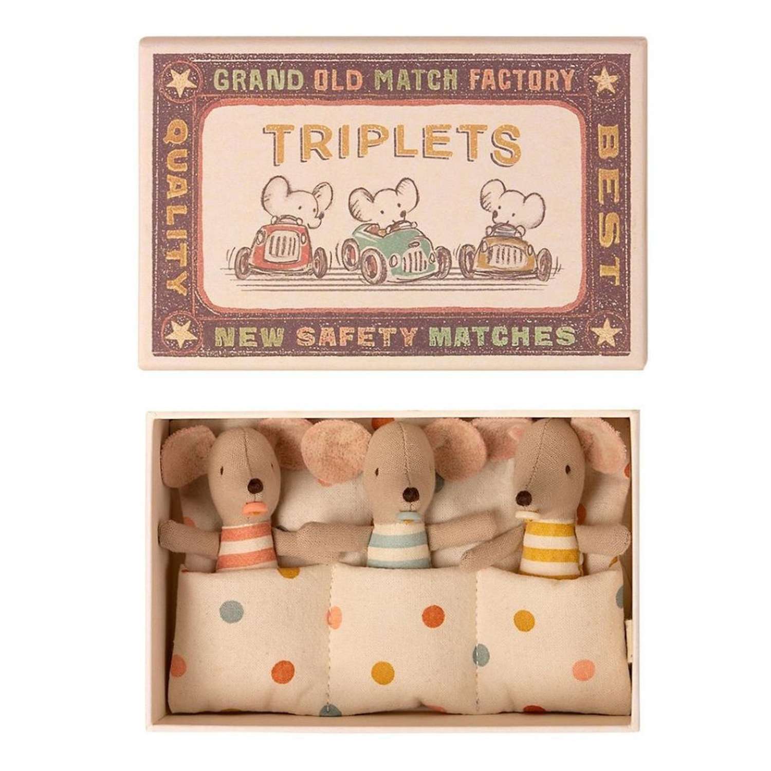 Набор мягких игрушек Maileg Мышата тройняшки в коробке - фото 1