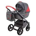 Коляска 2в1 BeBe-mobile Ravenna Sport V111 Серый+Серая кожа+Красная кожаная отделка