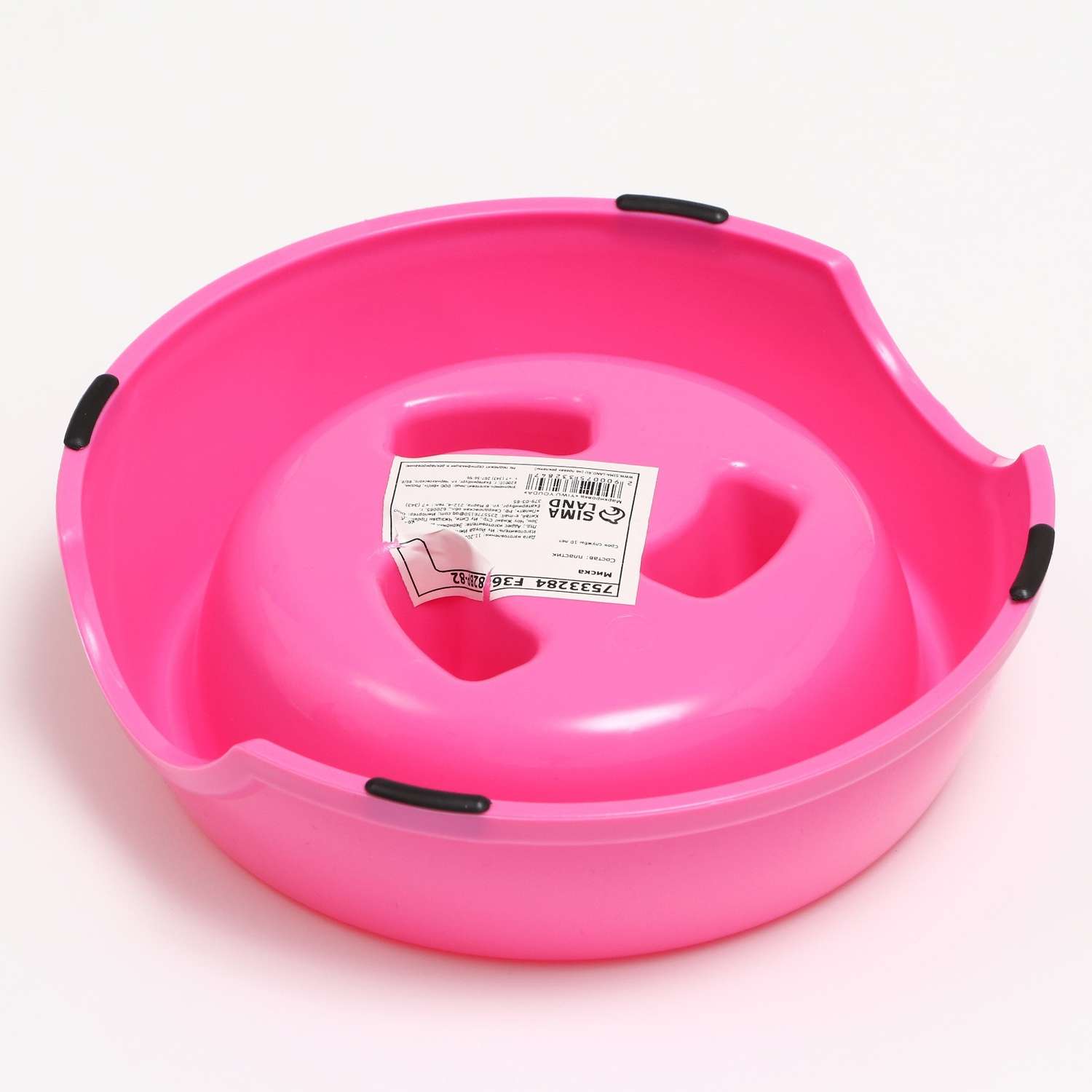 Миска Пижон пластиковая медленное кормление18 х 18 5 х 5 5 см розовая - фото 3