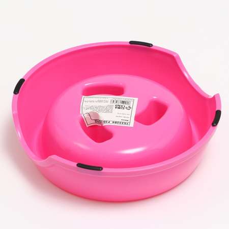 Миска Пижон пластиковая медленное кормление18 х 18 5 х 5 5 см розовая