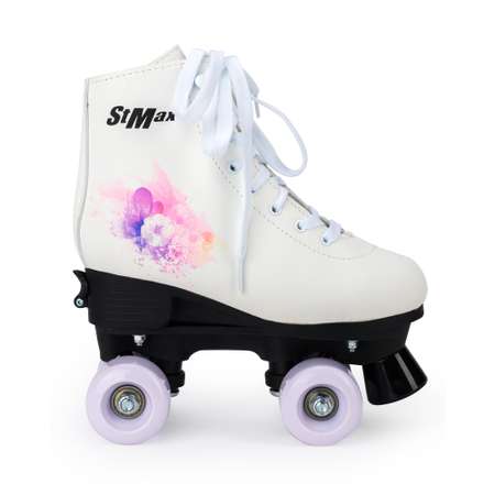 Роликовые коньки SXRide Roller skate YXSKT04WPUR белые с фиолетово-розовым орнаментом 31-34