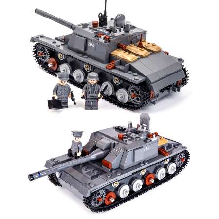 Конструктор BAZUMI Большой военный танк с фигурками развивающий подарок для детей