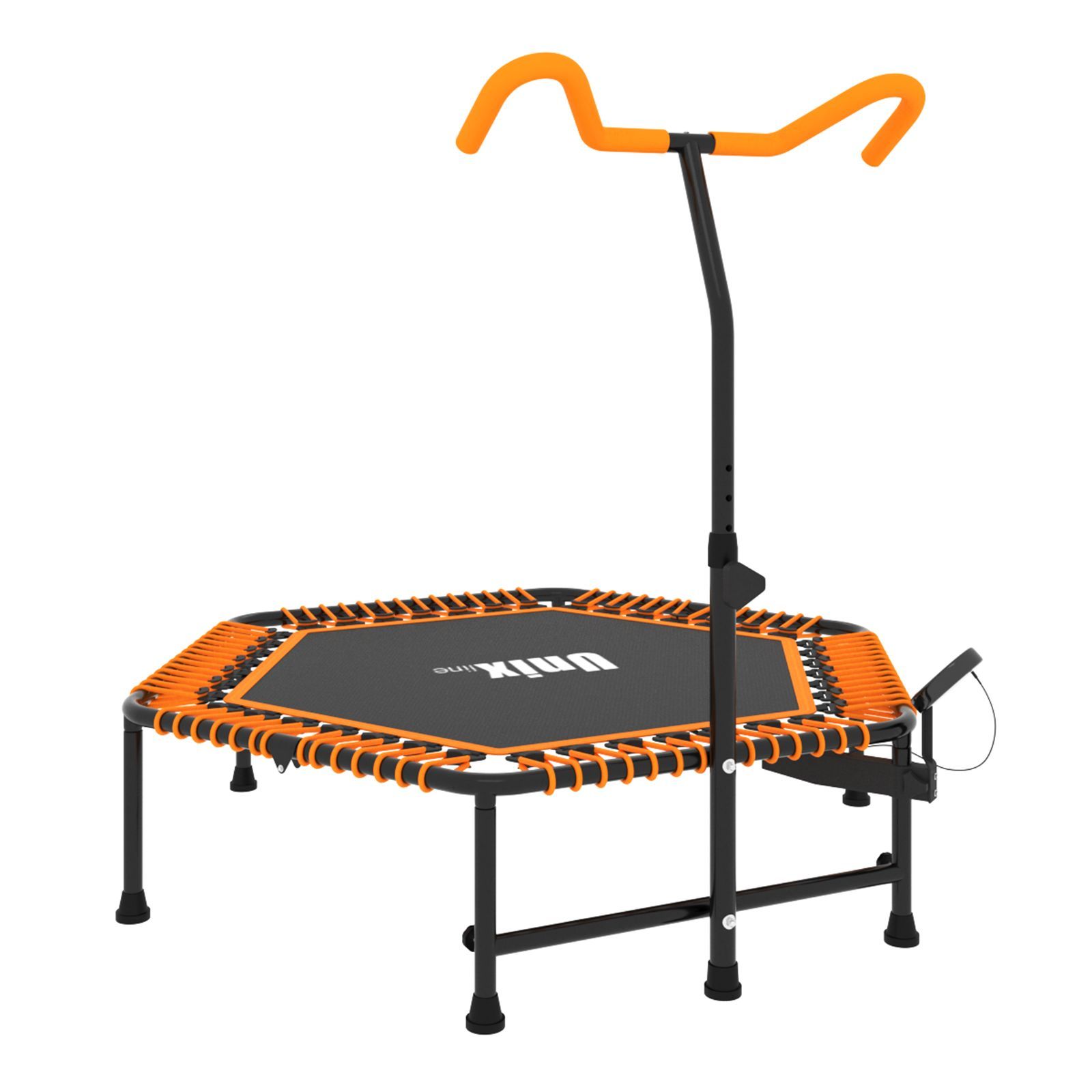 Батут Fitness Pro Orange UNIX line спортивный с ручкой диаметр 130 см до 130 кг счетчик прыжков - фото 3