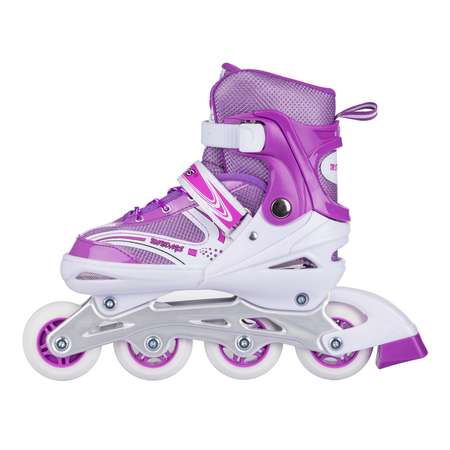 Роликовые коньки BABY STYLE фиолетовые раздвижные размер с 36 по 39L светящиеся колеса