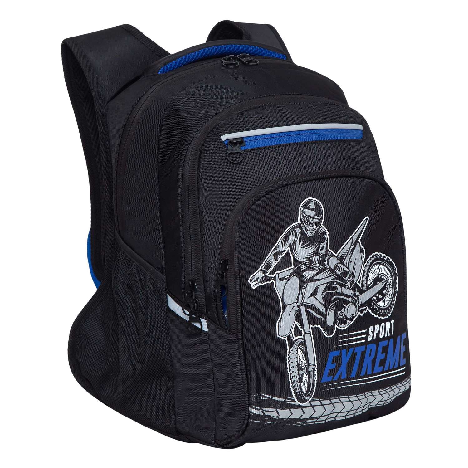 Рюкзак школьный Grizzly Черный-Синий RB-250-1/3 - фото 1