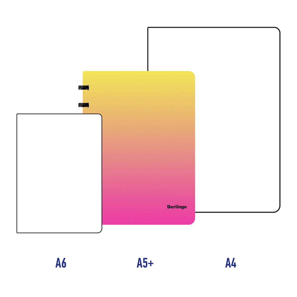 Бизнес-тетрадь Berlingo Radiance А5+ 80 листов клетка на кольцах80г/м2 пластиковая обложка 700мкм желтый/розовый - фото 6