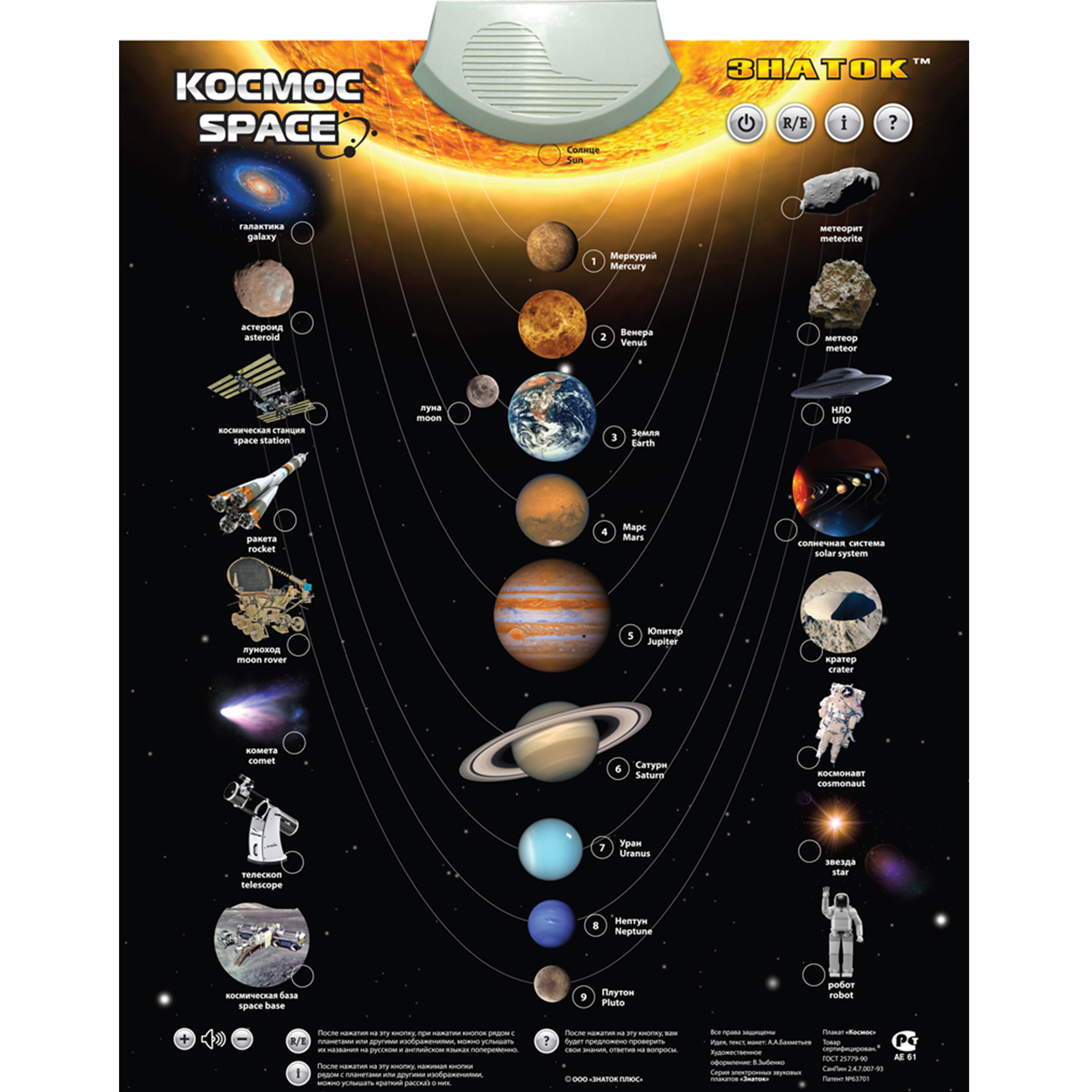 Электронный звуковой плакат ЗНАТОК Космос/Space - фото 1