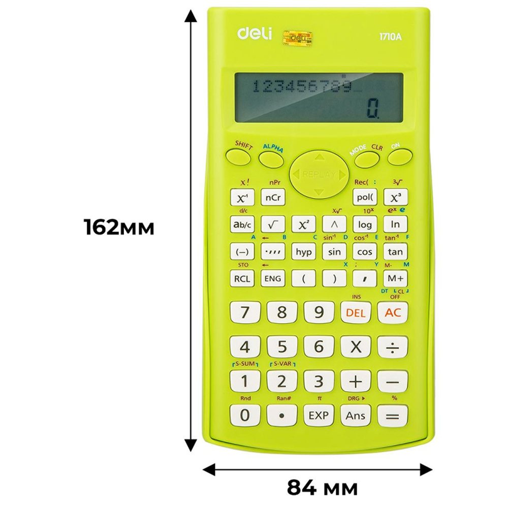 Калькулятор Deli научный ЕГЭ 12 разр. LCD-дисплей на батарейках зеленый E1710A/GRN - фото 3