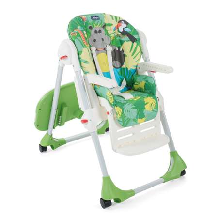 Стульчик CHICCO для кормления Polly 2 in 1 Easy Happy Jungle 4 колеса 06079212640180