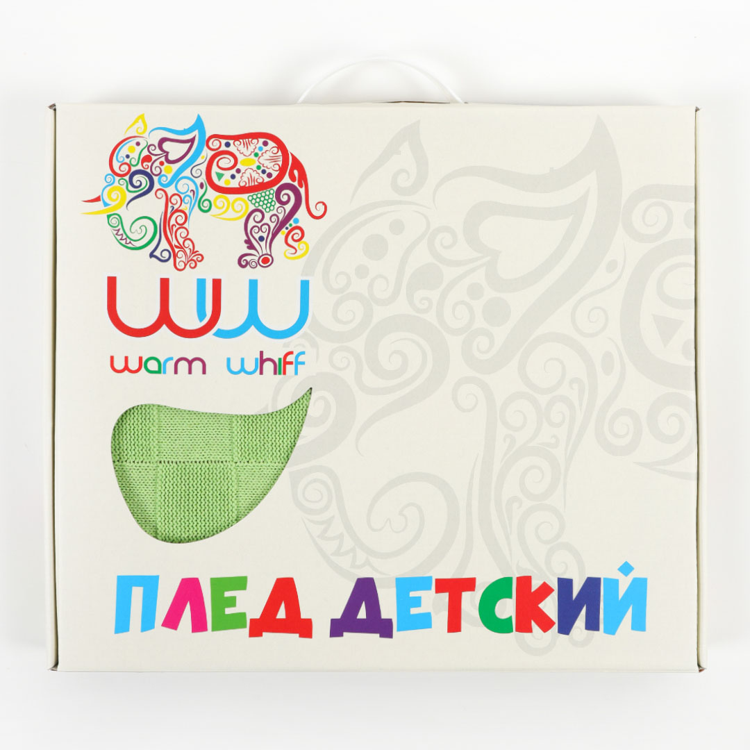 Плед-покрывало детский вязаный WARM WHIFF D-08 киви конверт на выписку одеяло в коляску в кроватку на лето 90x110 - фото 7