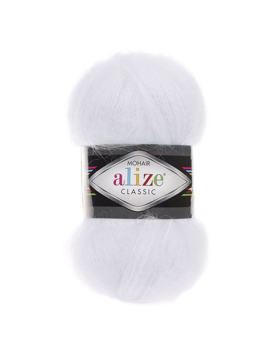 Пряжа Alize полушерстяная Mohair classic new 100 гр 200 м 5 мотков 55 белый - фото 6