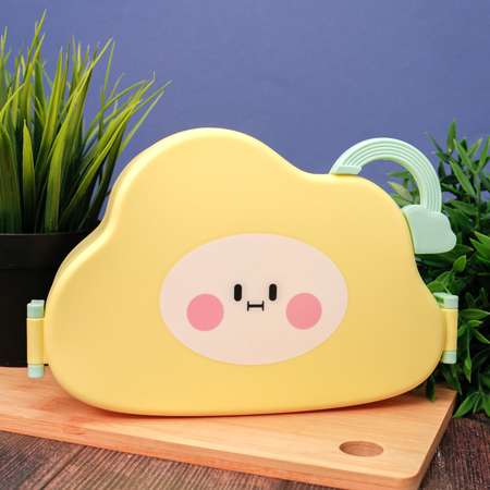 Ланчбокс для обеда iLikeGift Little cloud yellow с приборами