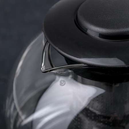 Чайник Sima-Land стеклянный заварочный «Иллюзия» 1.6 л с металлическим ситом цвет чёрный