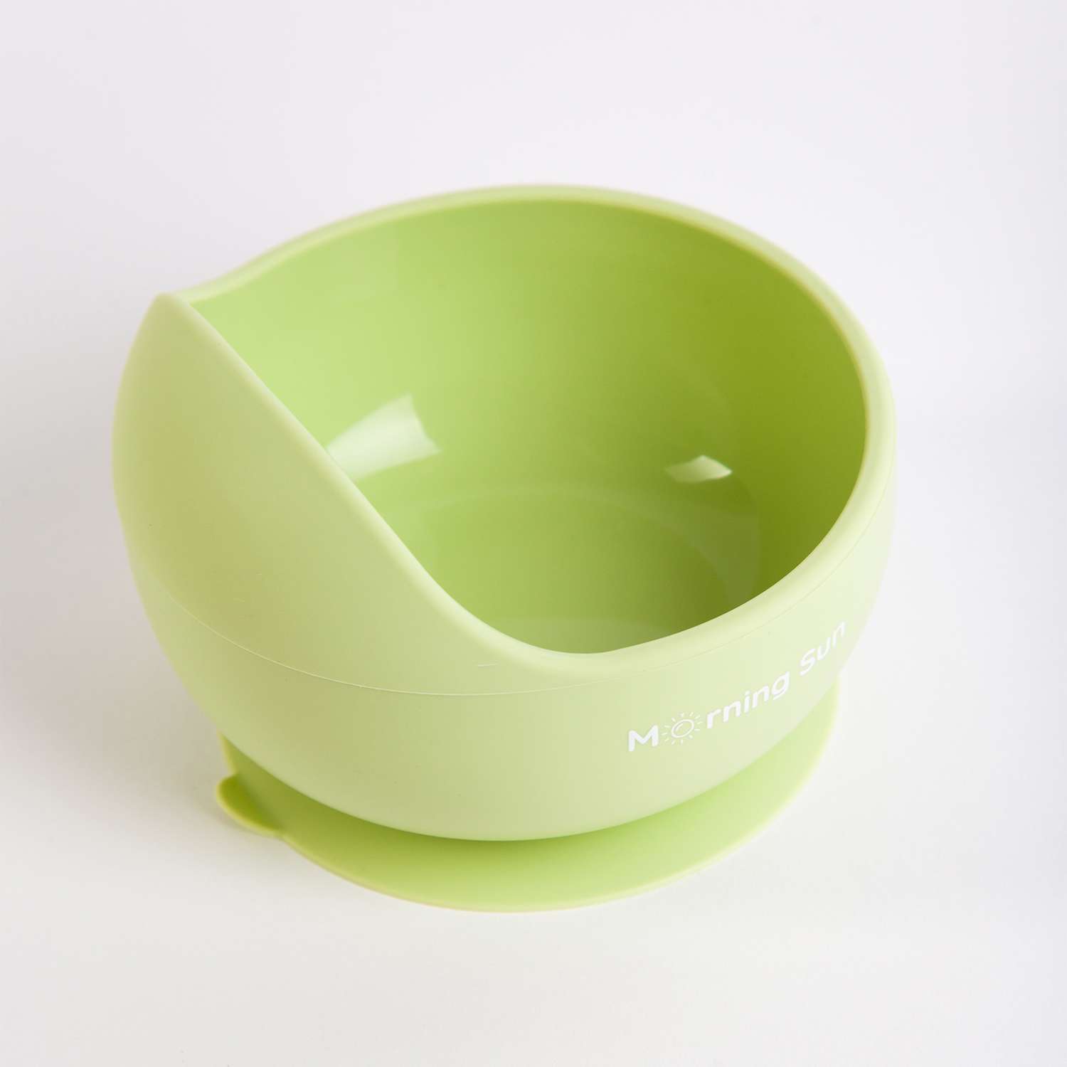 Набор детской посуды Morning Sun силиконовый тарелка на присоске и ложка бело-зеленый - фото 2