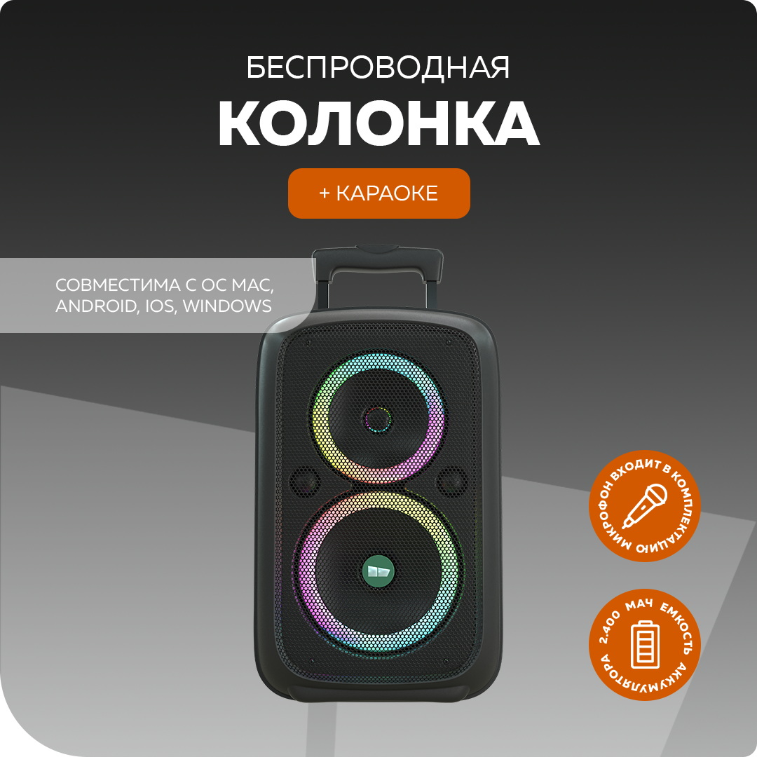 Беспроводная колонка караоке More Choice BK22 купить по цене 4899 ₽ в  интернет-магазине Детский мир