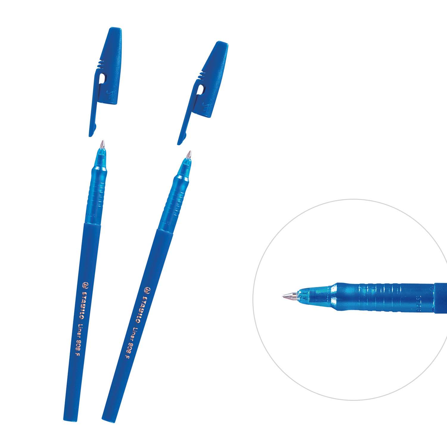 Ручка шариковая STABILO Liner 2шт Синий 808/41-2B - фото 6