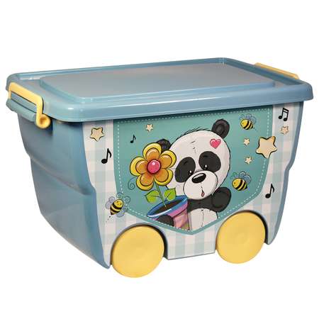 Ящик для игрушек IDEA Панда на колесах 23л М 2550