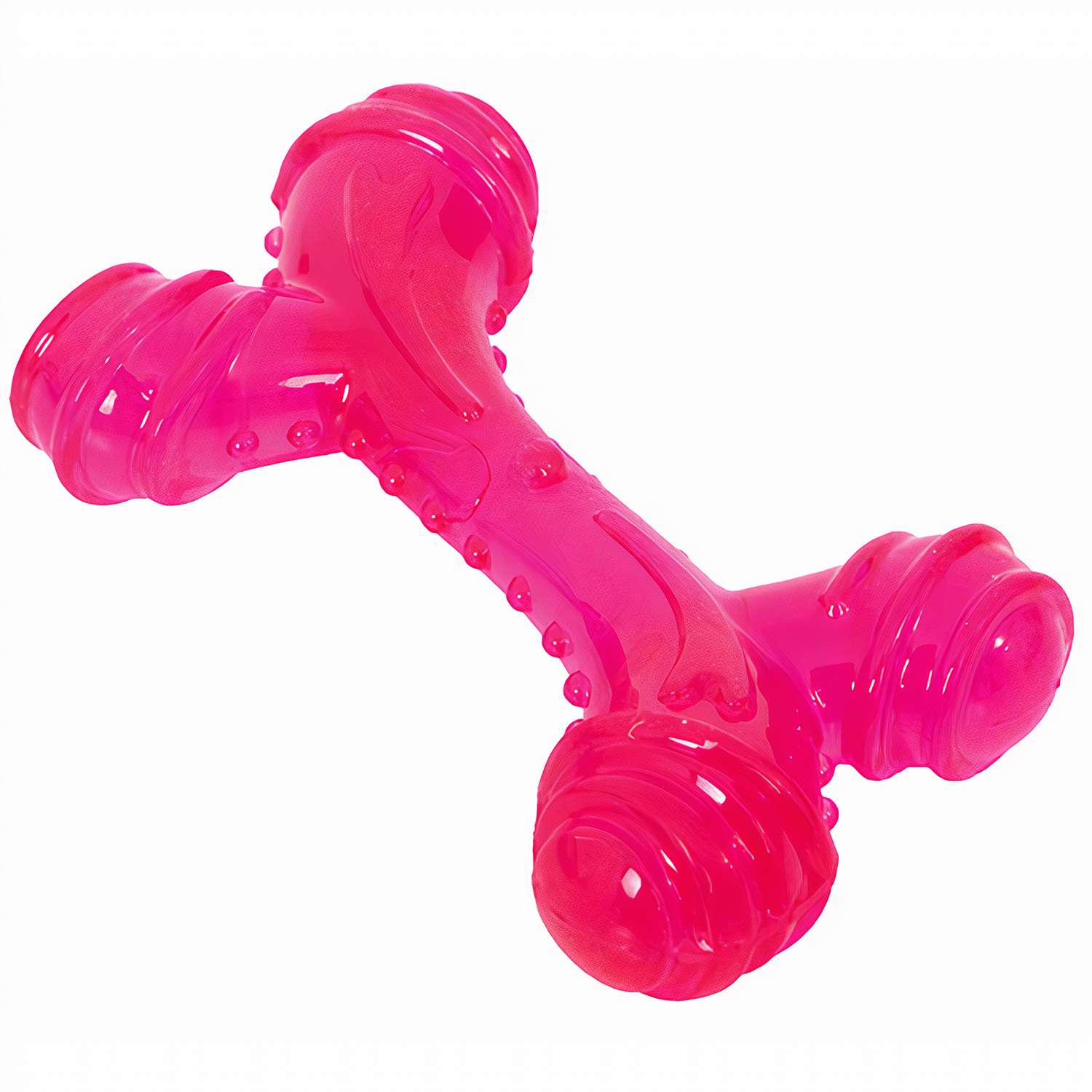 Игрушка для собак Грызлик Ам Косточка с шипами Розовый - фото 1