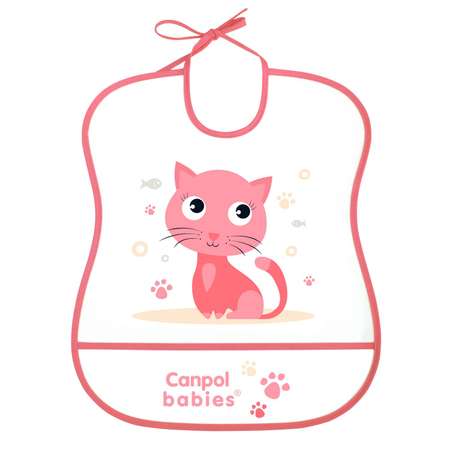 Нагрудник Canpol Babies мягкий с кармашком Розовый 2/919_pin