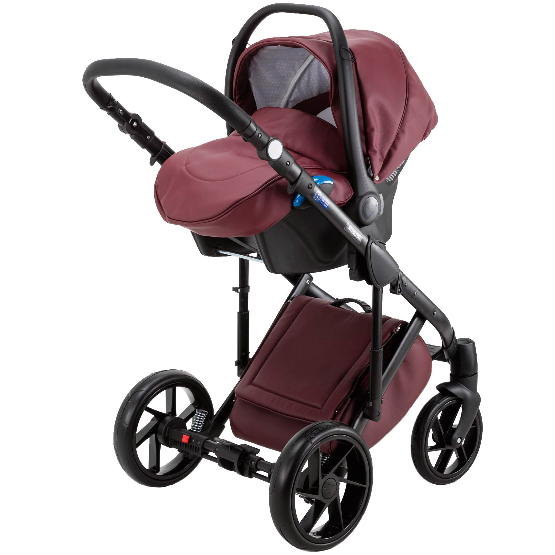 Коляска 3в1 BeBe-mobile Marconi 100% кожа BE11 Бордовая кожа+Бордовая перфорированная кожа - фото 3