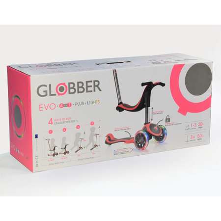 Самокат Globber Evo 4 в 1 Plus Lights Розовый 454-132