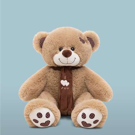 Мягкая игрушка Мягкие игрушки БелайТойс Плюшевый медведь Тони с шарфом 90 см цвет кофейный