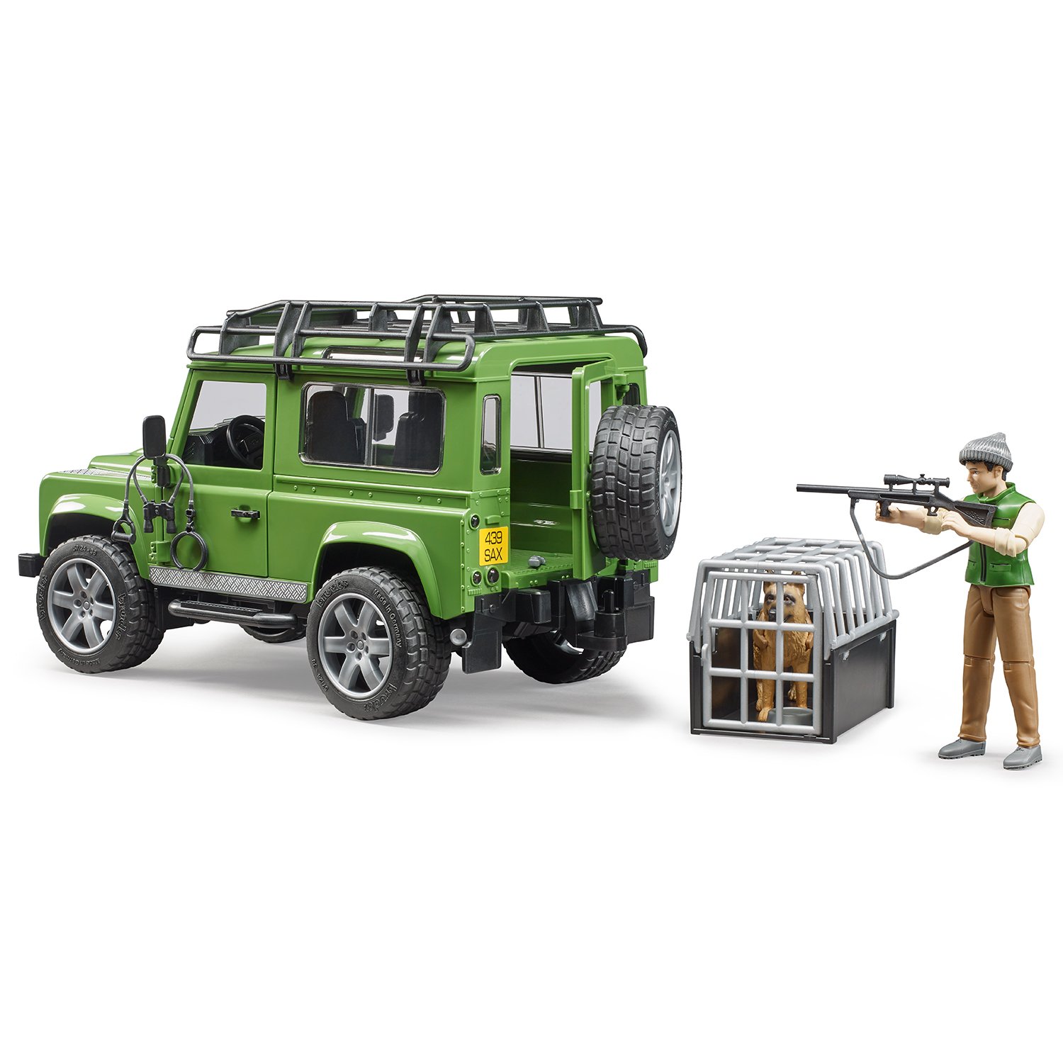 Автомобиль Bruder Land Rover Defender с фигуркой 1:16 зеленый 2587 - фото 5