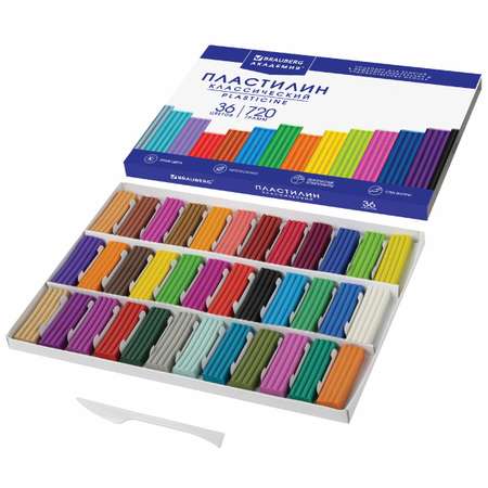 Пластилин классический Brauberg для лепки набор для детей 36 цветов
