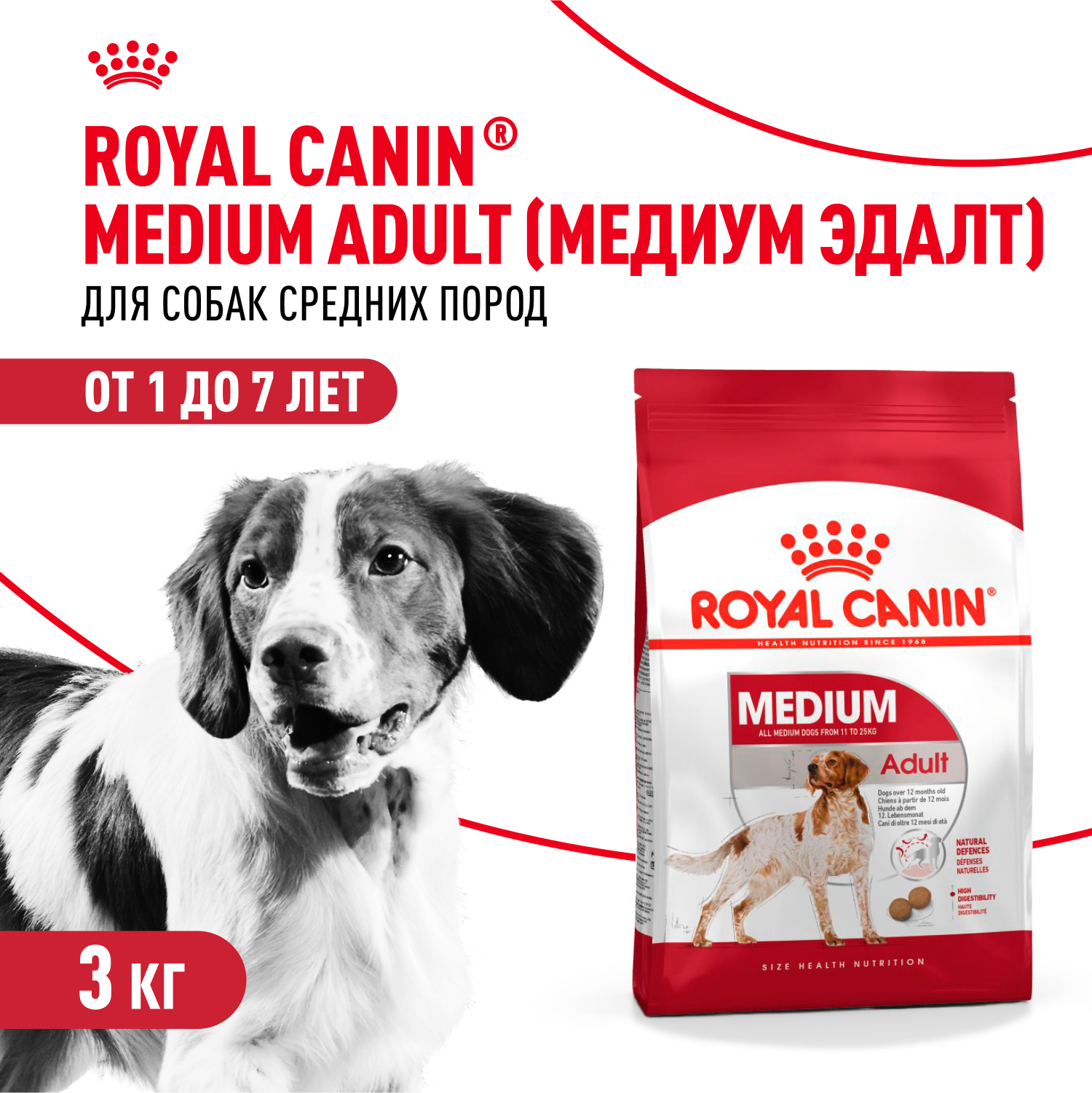 Корм для собак ROYAL CANIN средних пород 3кг - фото 1