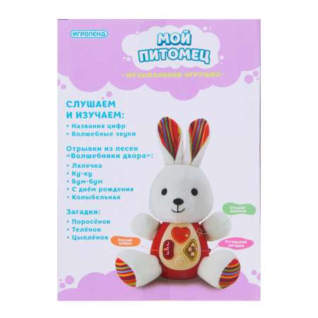 Интерактивная игрушка Игроленд Музыкальный питомец Зайка