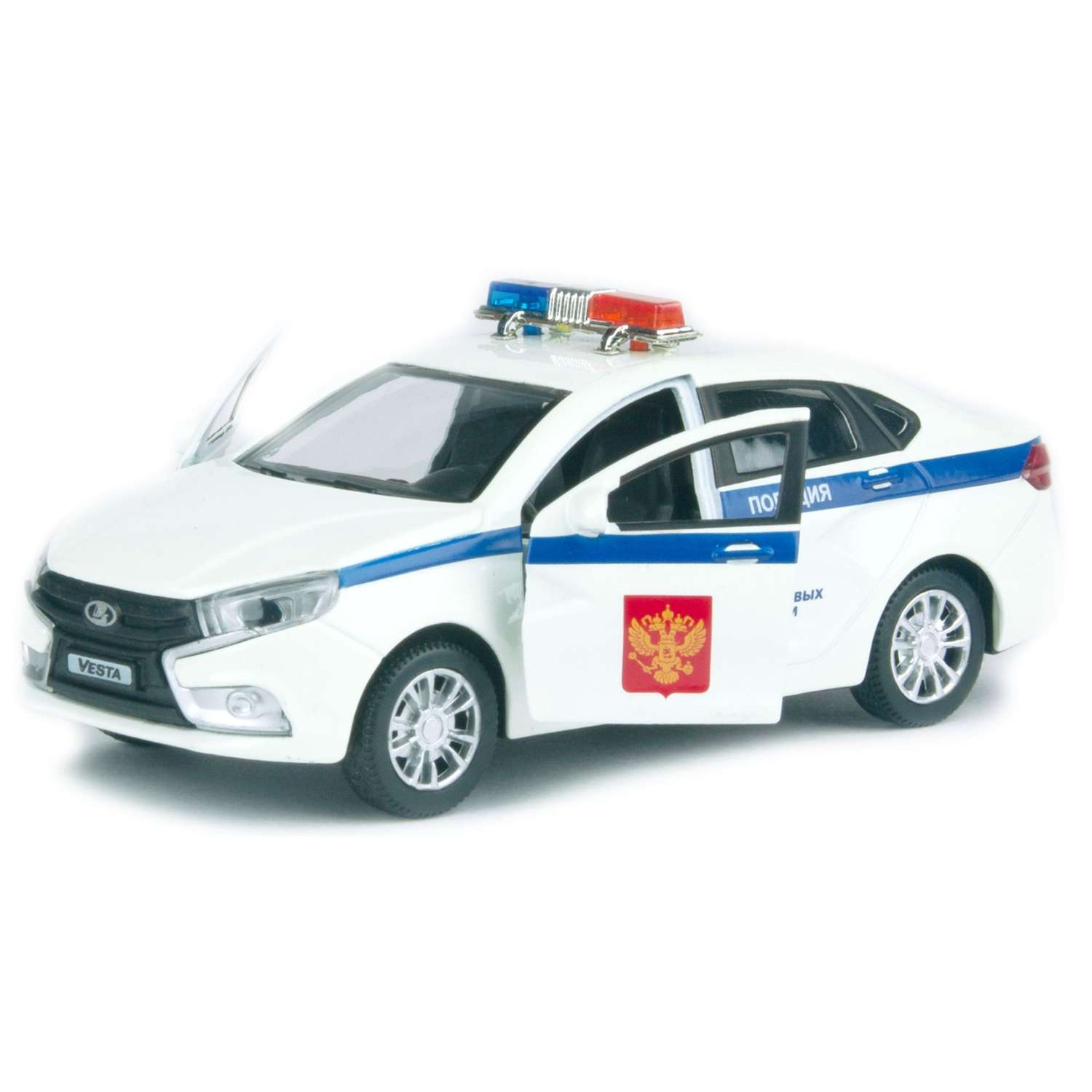 Машинка AUTOGRAND LADA VESTA полиция металлическая с инерционным механизмом 11 см 68332 - фото 3