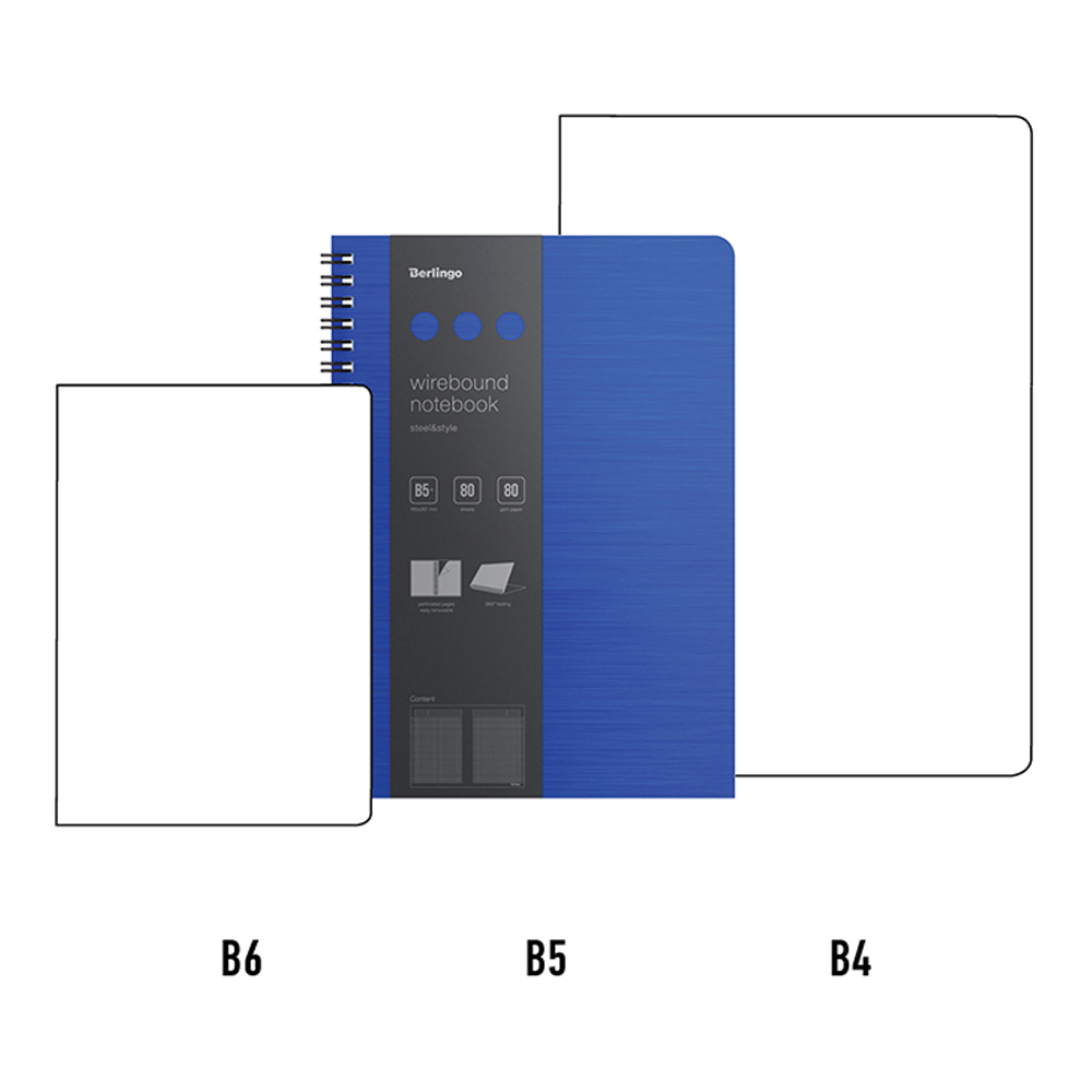 Бизнес-тетрадь Berlingo В5+ 80 листов Steel amp Style клетка на гребне пластиковая обложка линейка-закладка - фото 2