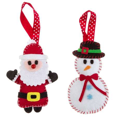 Набор для творчества Bondibon Ёлочные игрушки из фетра своими руками Снеговичок Дед Мороз ВВ3090