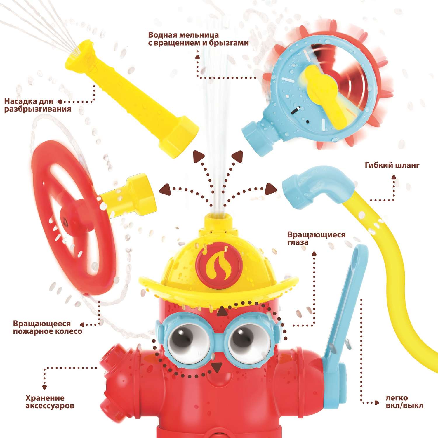 Игрушка для ванны душ Yookidoo Пожарный гидрант Фредди - фото 3