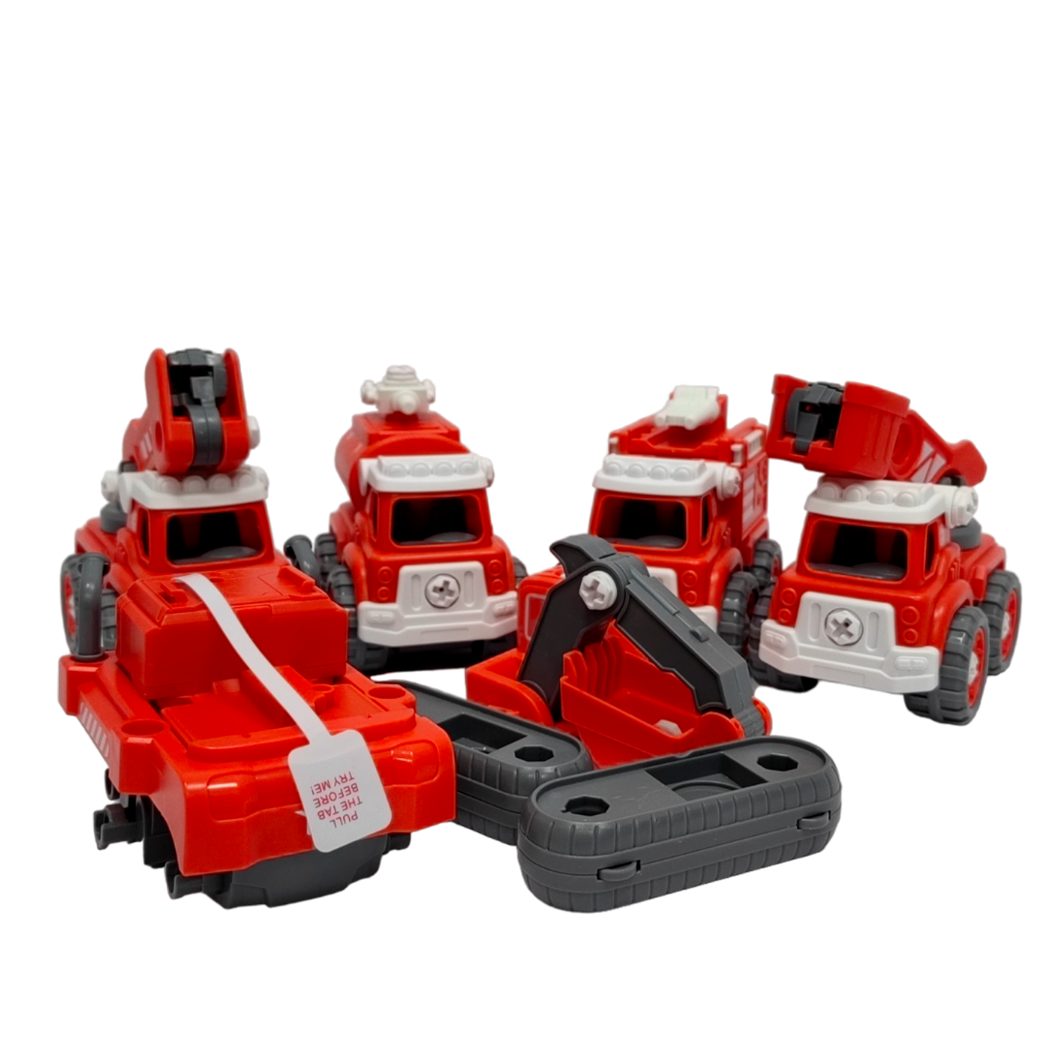 Игровой набор 5 в 1 SHARKTOYS робот трансформер состоящий из 5 пожарных машинок - фото 1