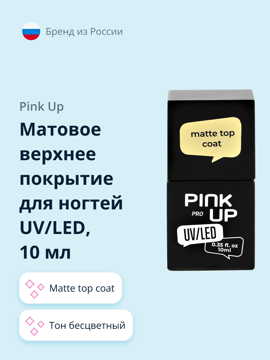 Верхнее покрытие для ногтей Pink Up matte top coat 10 мл - фото 1