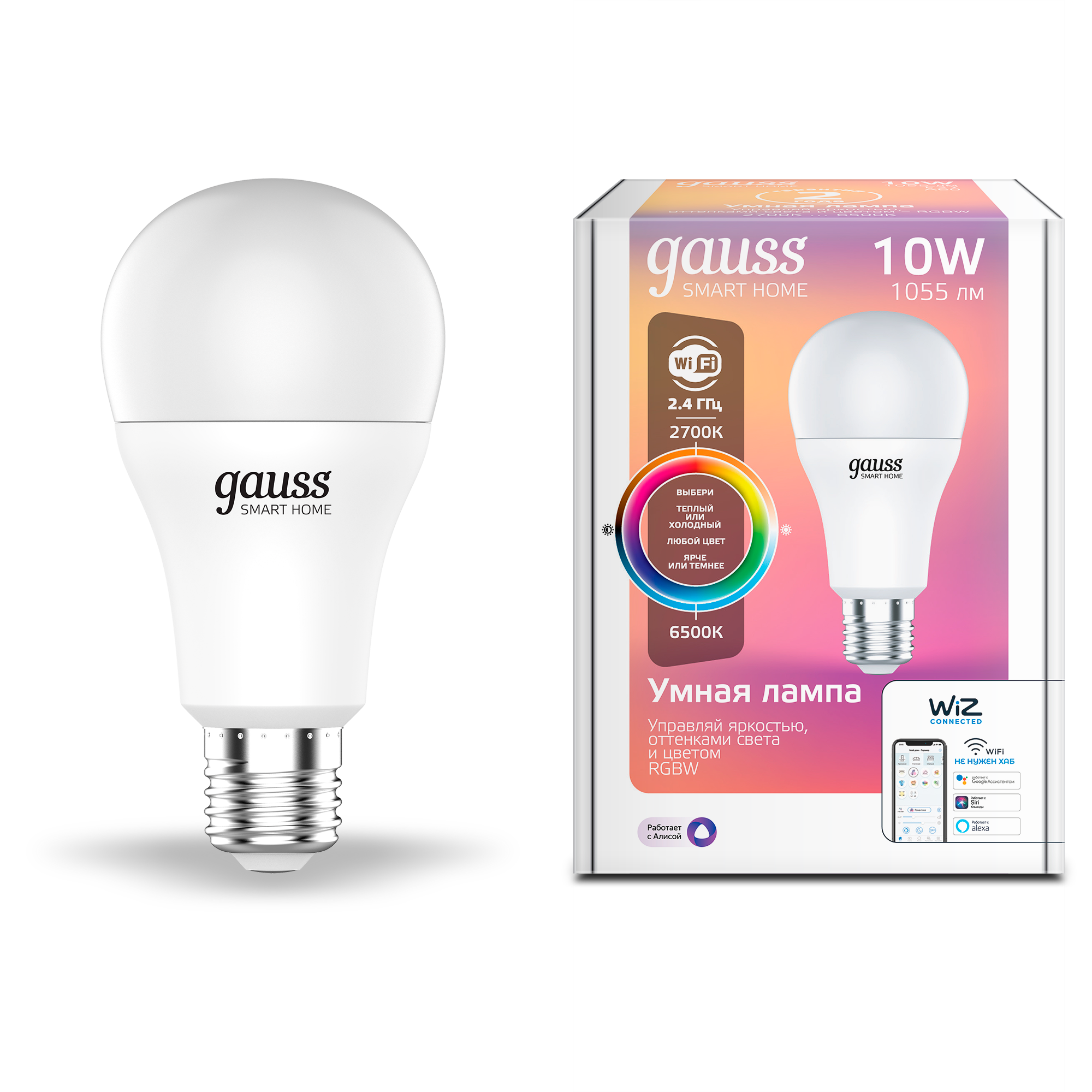 Умная лампочка Gauss Wi-Fi Smart Home А60 10W 1055лм E27 купить по цене 297  ₽ в интернет-магазине Детский мир