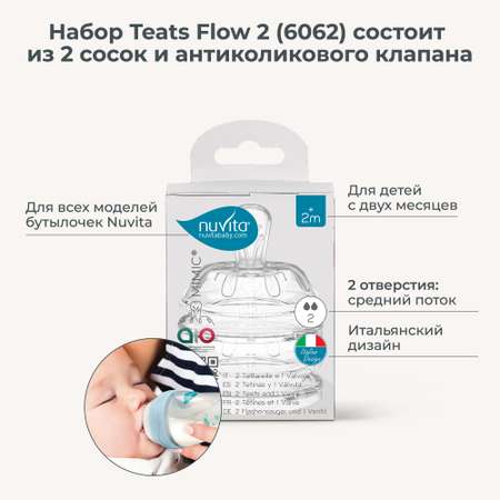 Cоска с антиколиковым клапаном Nuvita Teats Flow 2