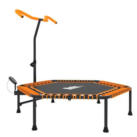 Батут Fitness Pro Orange UNIX line спортивный с ручкой диаметр 130 см до 130 кг счетчик прыжков