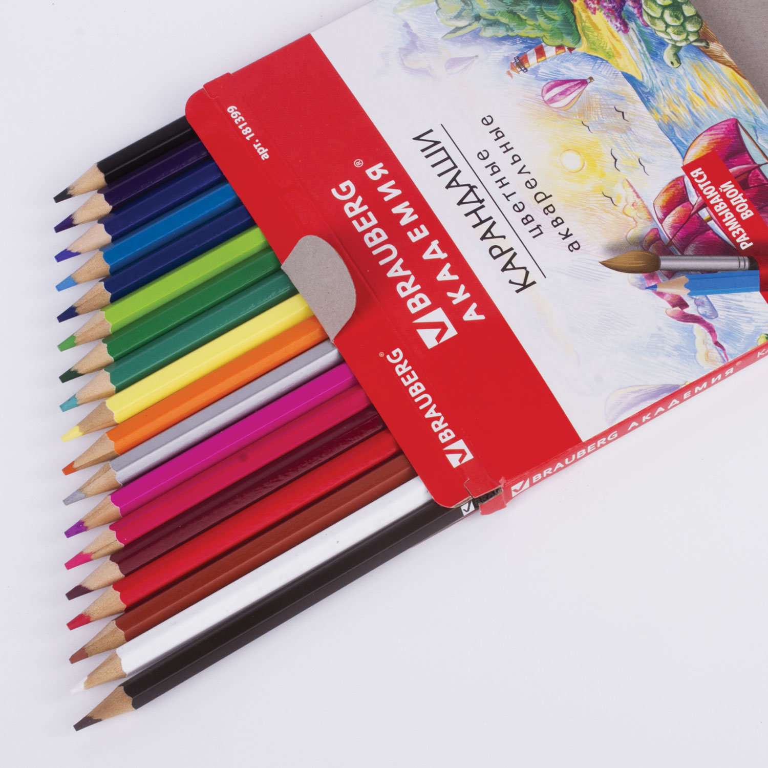 Карандаши цветные Brauberg акварельные художественные для рисования набор 18 цветов - фото 16