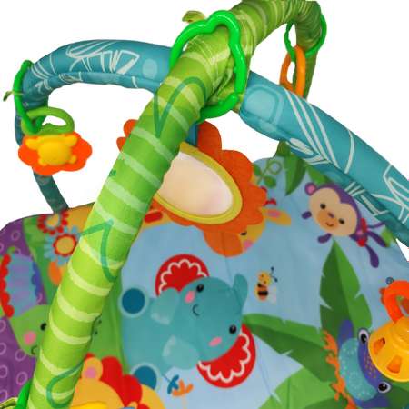 Коврик мягкий для малышей S+S TOYS с подвесными погремушками 2299018