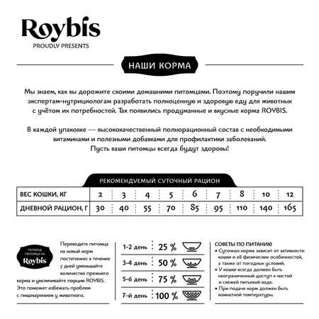 Корм для кошек Roybis 1.5кг взрослых стерилизованных низкоаллергенный с индейкой сухой