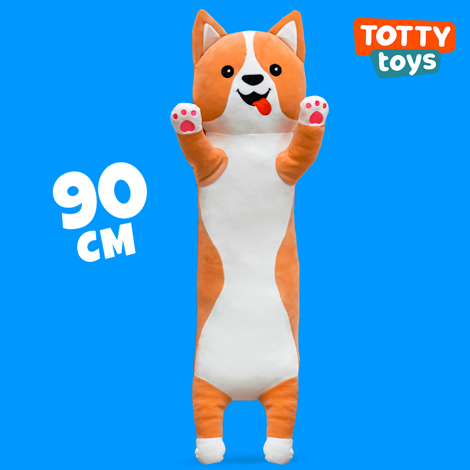 Мягкая игрушка подушка TOTTY TOYS собака корги батон 90 см антистресс развивающая обнимашка - фото 1